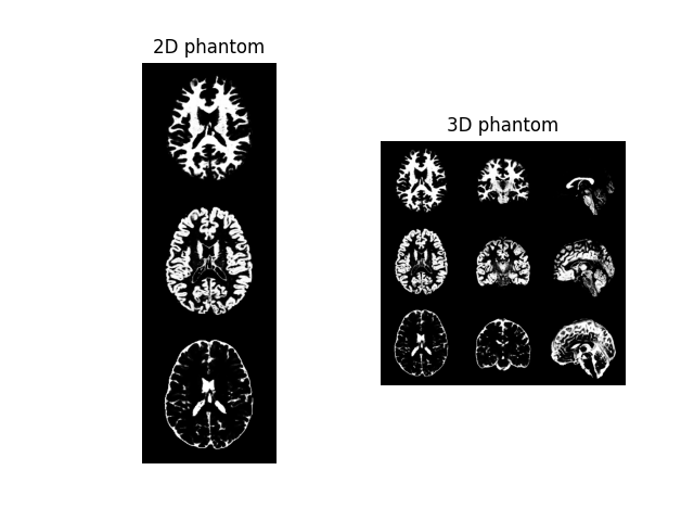 2D phantom, 3D phantom