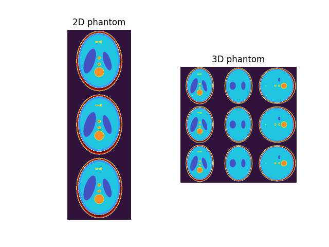 2D phantom, 3D phantom